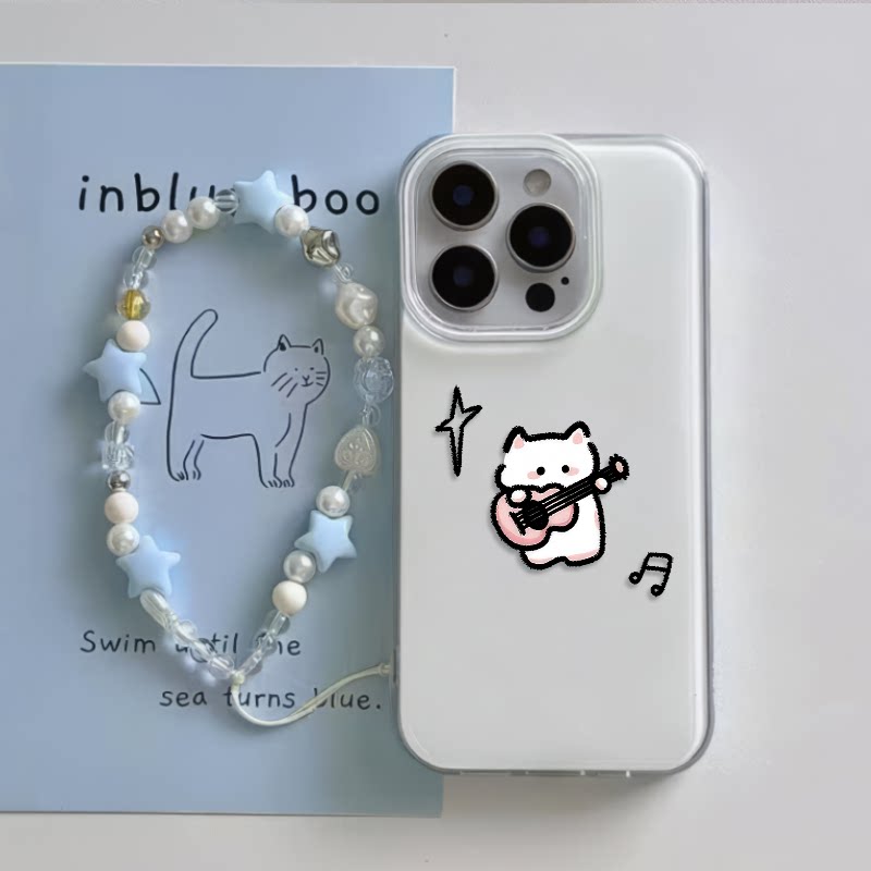 华为PURA80ULTRA可爱iPhone14情侣吉他猫咪OPPORENO15带挂绳适用16plus手机壳硬苹果13p大孔小米17ProMax小众
