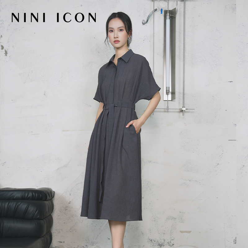 NINIICON法式复古短袖连衣裙