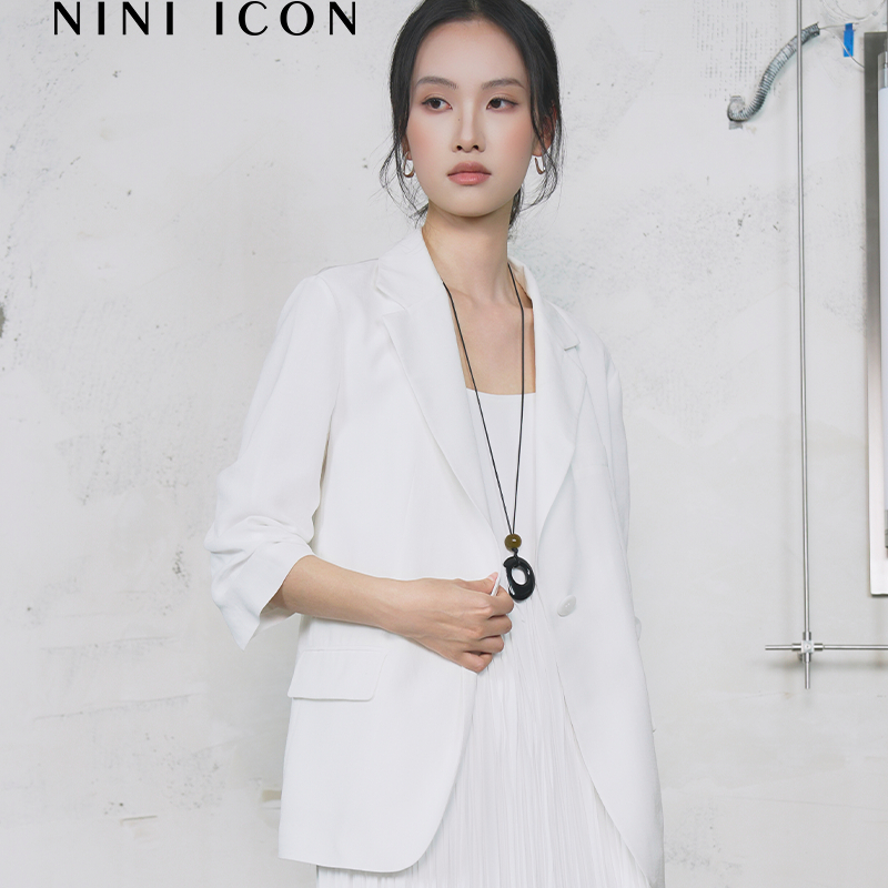 NINIICON小香风白色西装外套