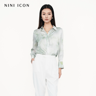 NINI 新款 暈染設計簡約寬松襯衫 顯瘦優雅氣質上衣 ICON2025夏季