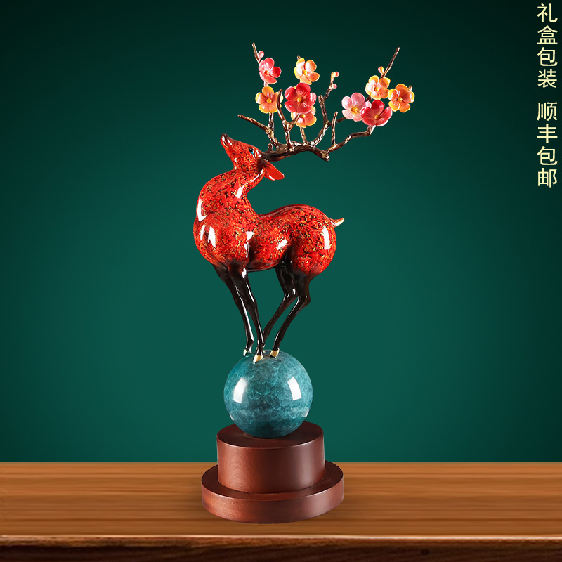 高端纯铜梅花鹿摆件客厅玄关办公室桌面装饰升职公司乔迁开业礼物
