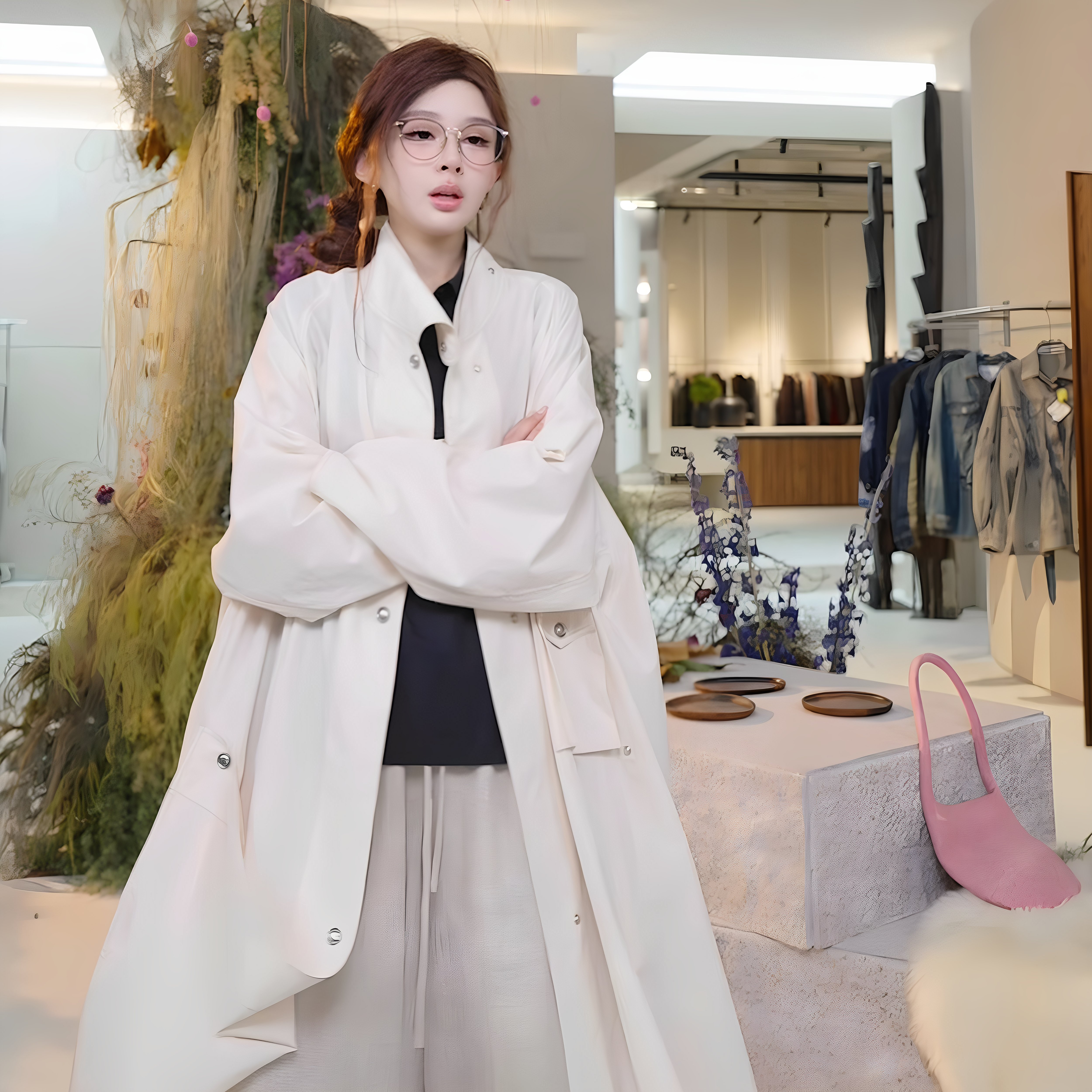 时尚休闲纯色系风衣11