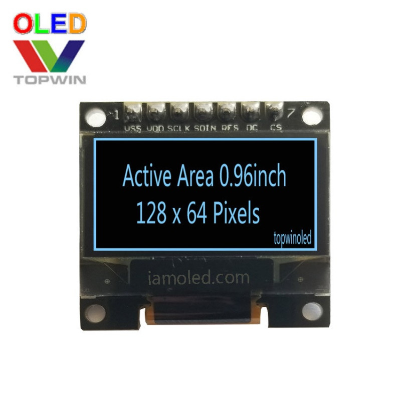 0.96英寸oled蓝色模块7针TW128640960AB模组带排针蓝光3/4SPI+IIC