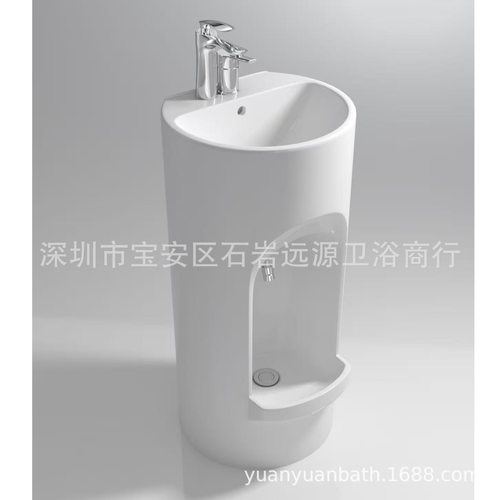 陶瓷洗脚盆洗手盆双孔厂家直销wudu basin连体柱盆户外室内厕所