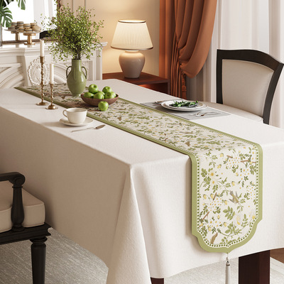 轻奢麻感异形桌旗茶席布