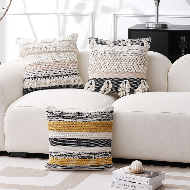 抱枕北欧靠垫手工流苏抱枕套沙发床头卧室飘窗样板间装饰腰枕