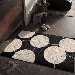 入户门地垫黑白简约现代高级感防滑耐脏进门玄关丝圈脚垫门口地毯