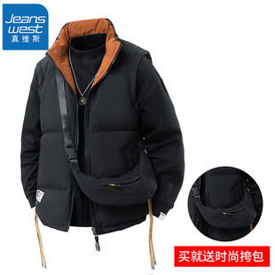 真维斯秋冬男女双面穿羽绒棉服马甲加厚情侣无袖棉服可团购定制
