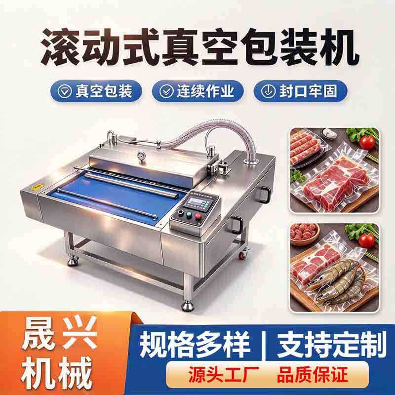 连续式真空包装机粽子虎皮鸡爪真空包装机海参鲍鱼鸡排真空锁鲜机