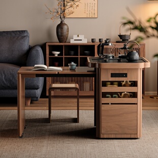 森活岛茶几客厅家用2025款可移动实木茶台小户型边几柜茶柜一体桌