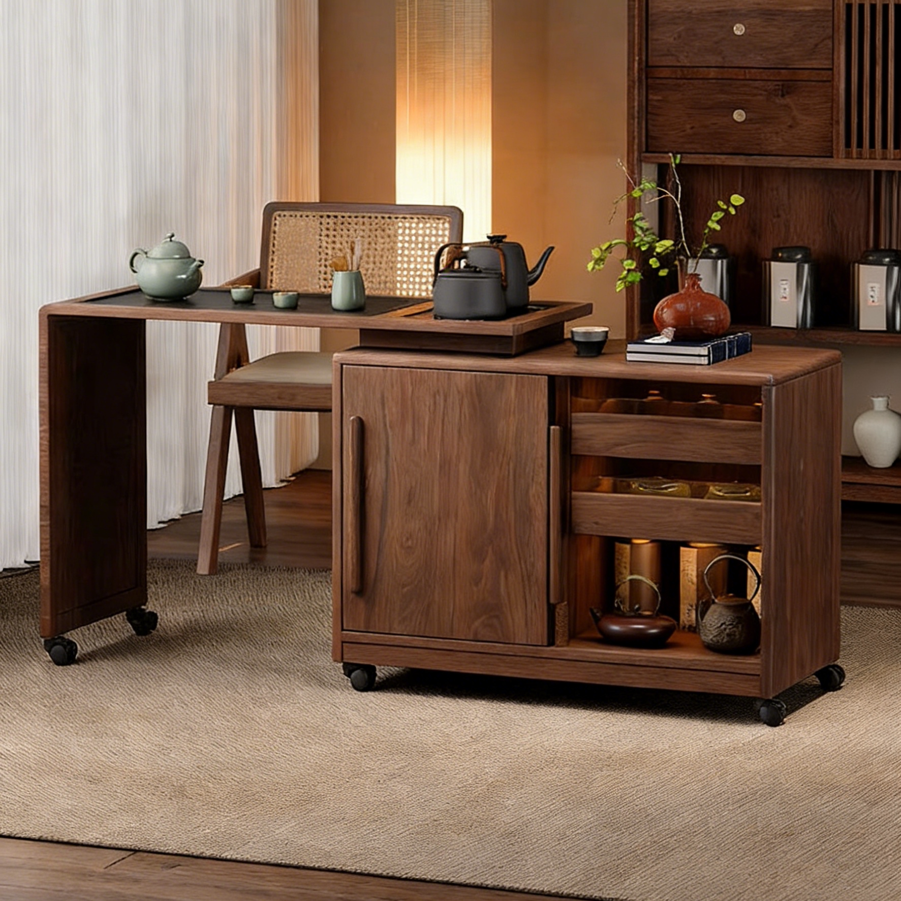 森活岛茶台家用小茶桌小户型边几柜可移动可伸缩阳台实木茶几,住宅家具,家用茶台/茶桌,淘宝优惠券,粉丝福利购,淘宝优惠卷