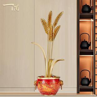 黄金麦穗大麦摆件招财聚宝盆办公桌玄关装饰店铺公司开业大吉礼物