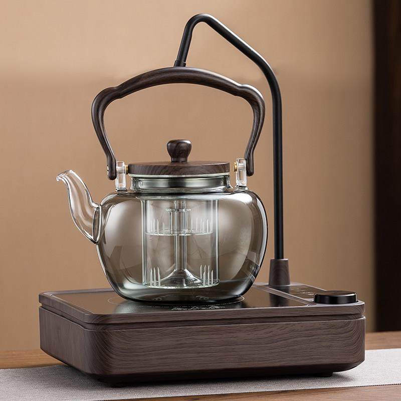 新款上水抽水电陶炉煮茶炉器烧水胡桃木全玻璃大容量蒸煮茶壶套装,餐饮具,煮茶炉,淘宝优惠券,粉丝福利购,淘宝优惠卷