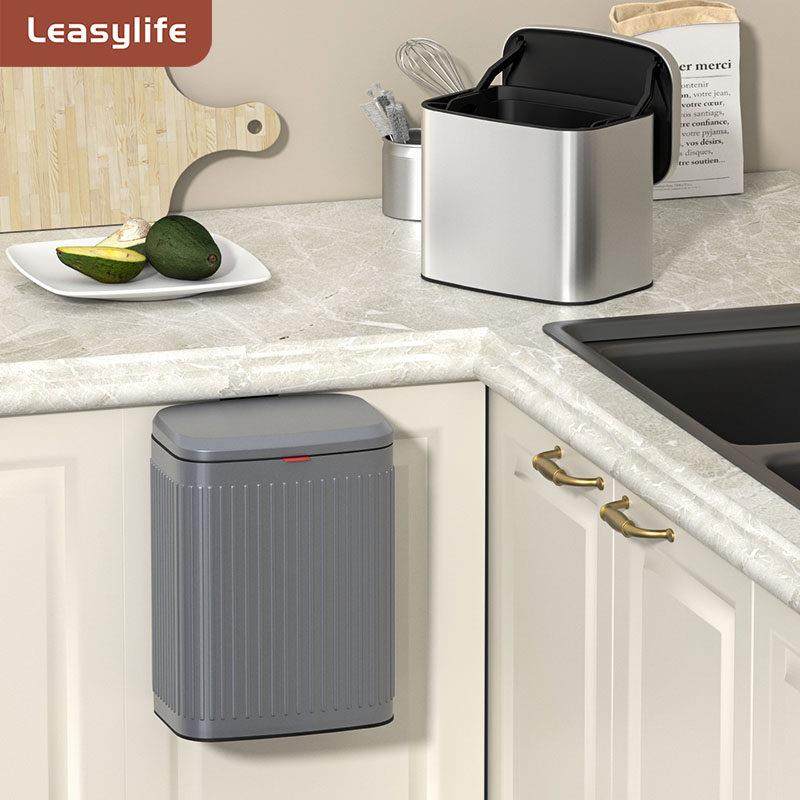厨房桌面收纳桶垃圾桶家用壁挂式轻奢不锈钢厨余卫生间厕所大小号