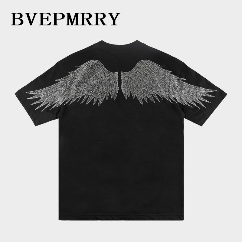 BVEPMRRY天使翅膀烫钻潮流T恤