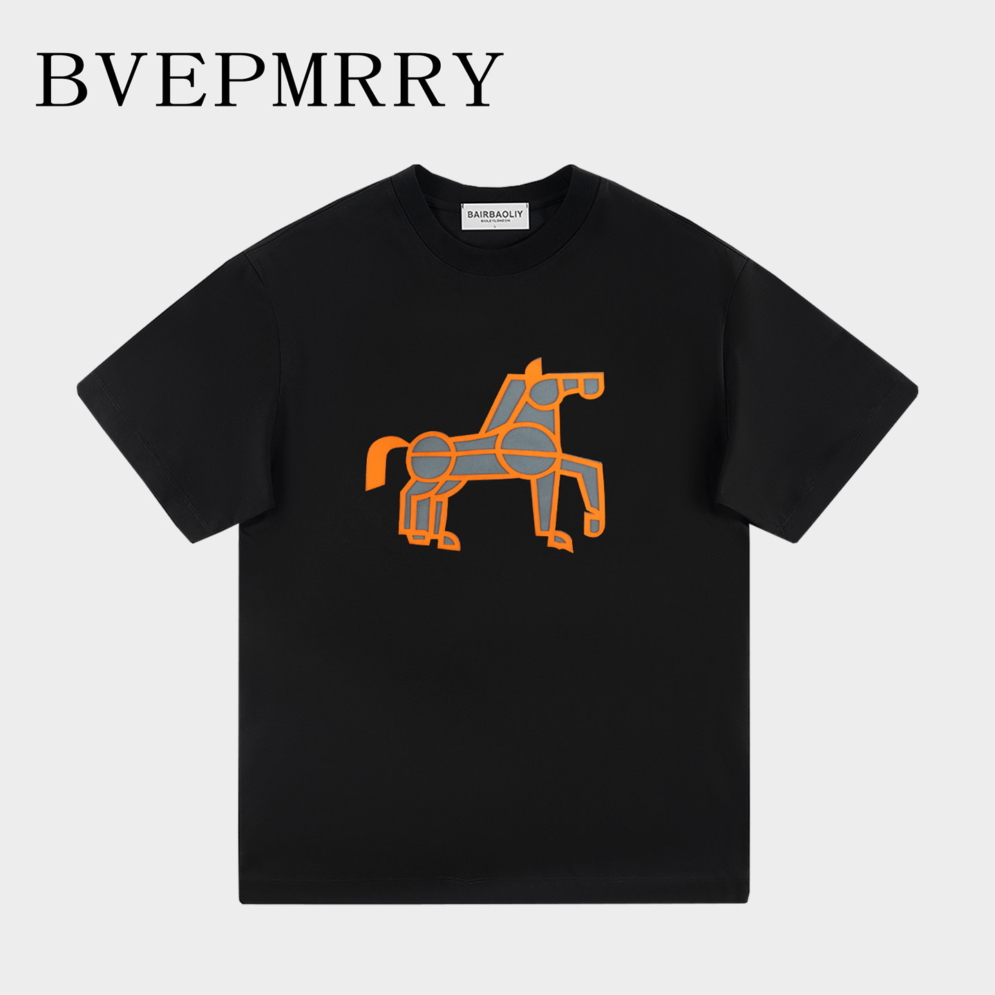 BVEPMRRY轻奢潮牌小众骏马印花短袖T恤男女简约时尚透气休闲上衣
