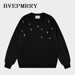 BVEPMRRY秋冬新款时尚满天星烫钻潮流百搭休闲秋季套头男士上衣