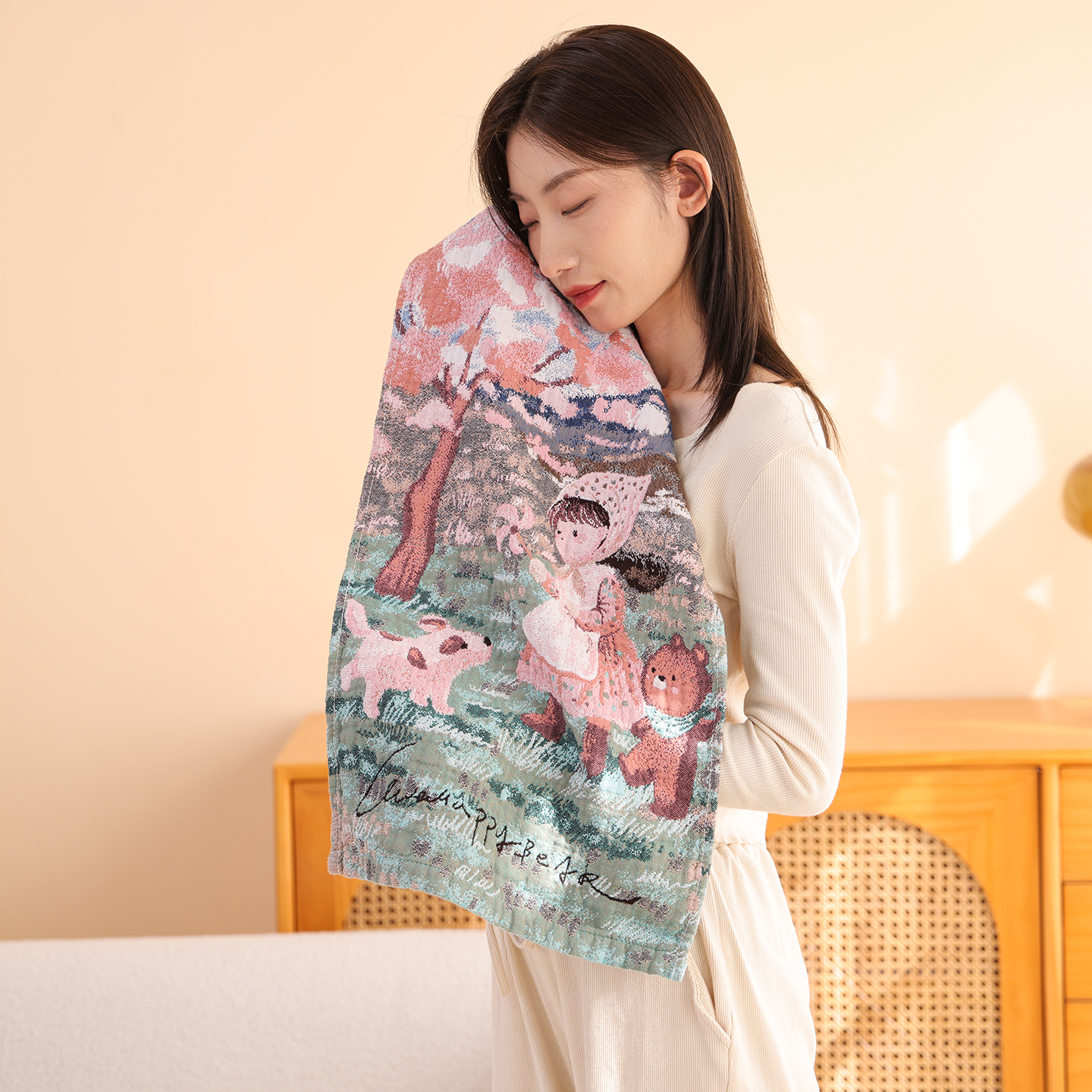 100%纯棉纱布卡通毛巾成人家用洗澡柔软吸水不掉毛A类全棉洗脸巾