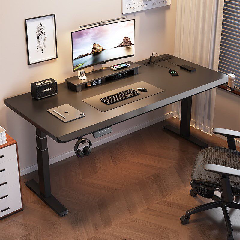 实木电动升降桌电脑桌书桌家用带抽屉办公桌子Q可升降电竞桌工作