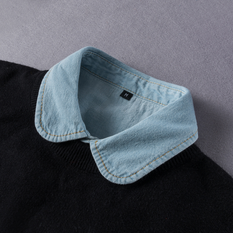 牛仔假领子女秋冬百搭衬衫假领尖领纯棉假衣领男毛衣装Z饰领衬衣