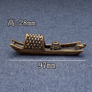 做旧黄铜a乌篷船创意香插传统渔船桌面摆件茶宠古玩杂项老铜器