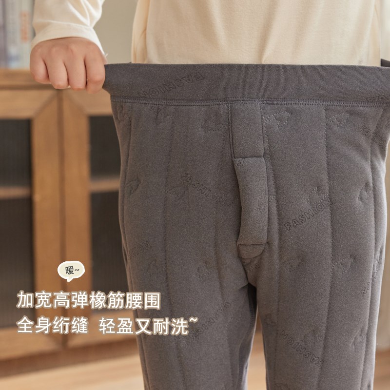 男童冬加绒加厚校服神器长袖内胆A套装儿童内搭德绒家居服学生棉