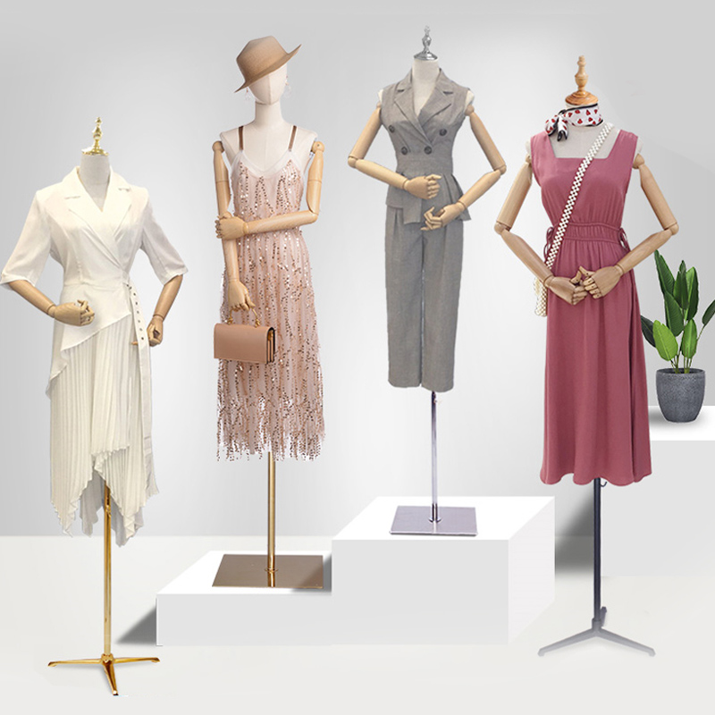 服装店模特道具橱窗展示架子x韩版衣服假人偶体型带头半身女模特