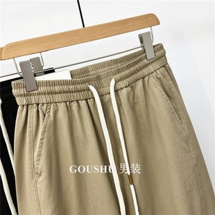 日系复古水洗重磅l弯刀工装裤男士春季休闲裤美式阔腿直筒裤子