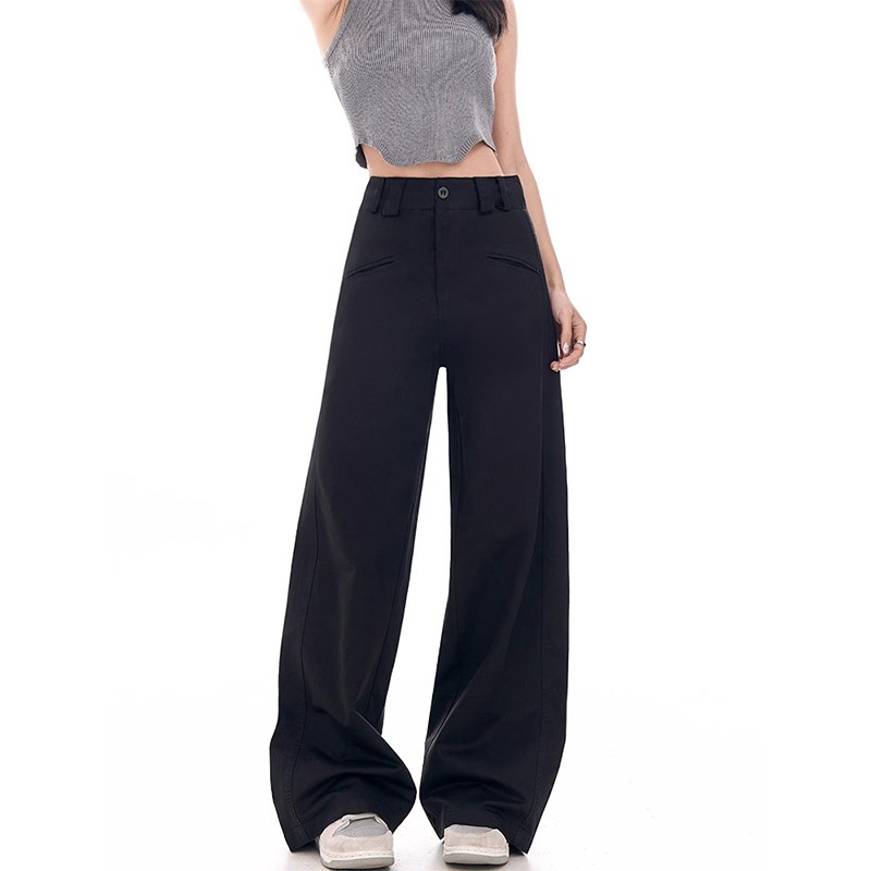 黑色西装裤女秋季新款胖妹妹mm设计感高腰宽松显瘦休闲Y阔腿裤子
