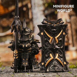 恶魔之魂高塔骑士兵中古盔甲x盾牌中世纪积木人仔拼装模型玩具手