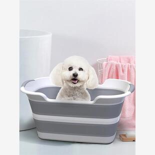 宠物洗澡盆小狗狗洗澡可排水折叠浴盆浴池脏衣收纳篮猫咪通用浴缸