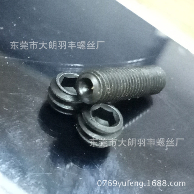 M10-1细牙12.9级发黑顶丝，机米螺丝 紧定螺钉细牙无头内六角螺丝