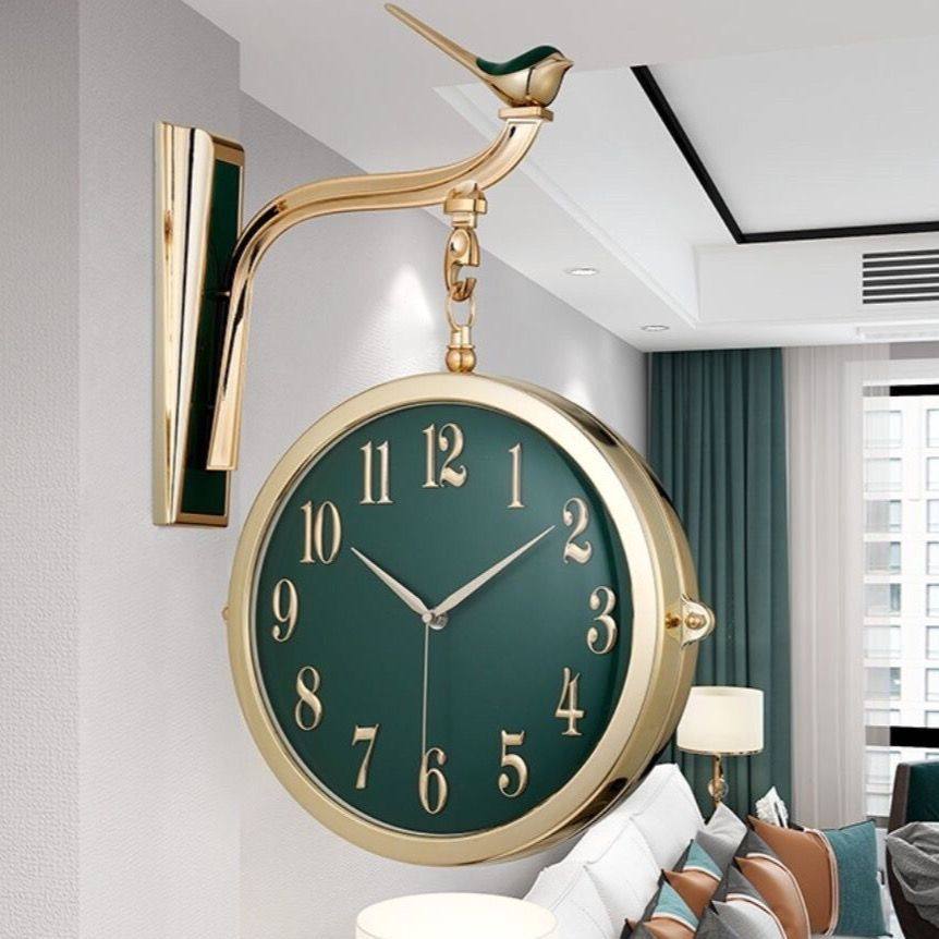 欧式双面挂钟客厅家用创意轻奢挂表静音时钟现代简约挂墙钟表两面