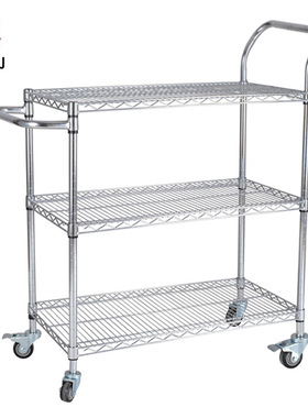 物料周转车工具仓库不锈钢推车三层静音车间防静电手推车搬运车