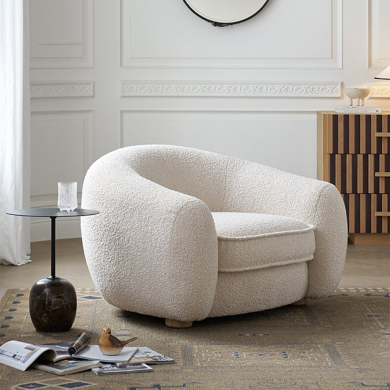 奶油风客厅单人沙发北极熊法式简约小户型设计师阳台休闲布艺现代