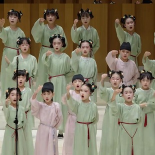 儿童国学服中国风合唱演出服小雅鹿鸣书生圆领袍将进酒古诗词朗诵