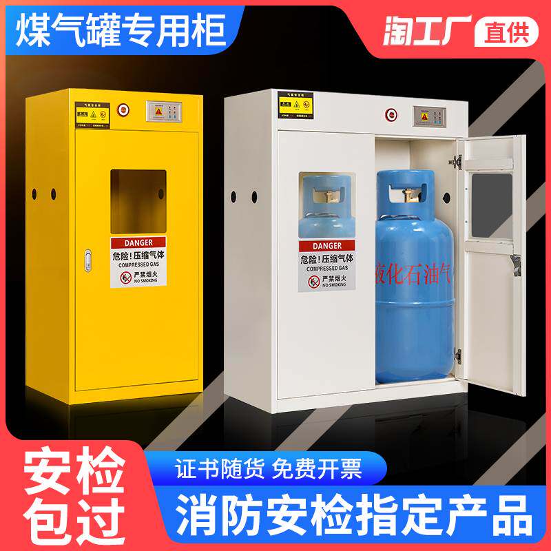全钢防爆气瓶柜安全柜双瓶液化煤气罐实验室工业乙炔汽钢瓶储存柜