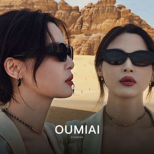 OUMIAI辛芷蕾同款猫眼墨镜女