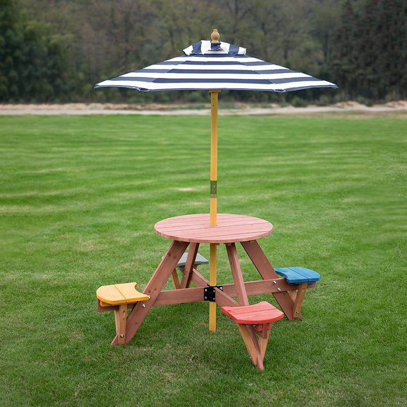 户外野餐桌椅座室内外小孩早教儿童家俱幼儿园活动手工遮阳伞凳子