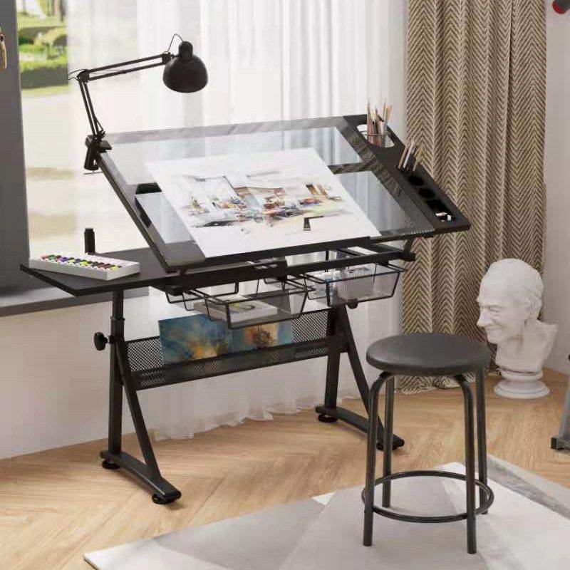 玻璃可升降绘图绘画桌美术学生工作台设计师画画制图画台画案书桌