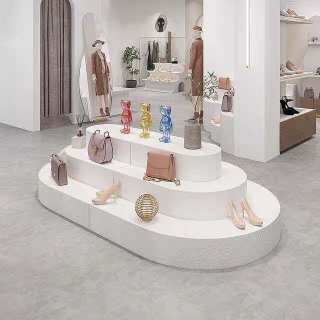 服装店中岛展示台云朵异形流水台花店陈列柜鞋包饰品展柜地台摆台
