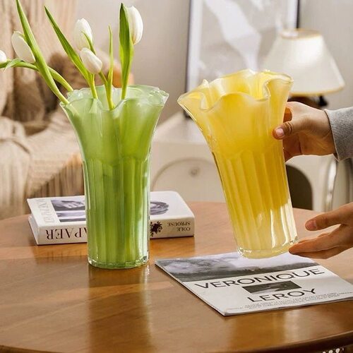 北欧现代简约风创意白菜花瓶简约客厅餐桌插花花器家居玻璃软装饰