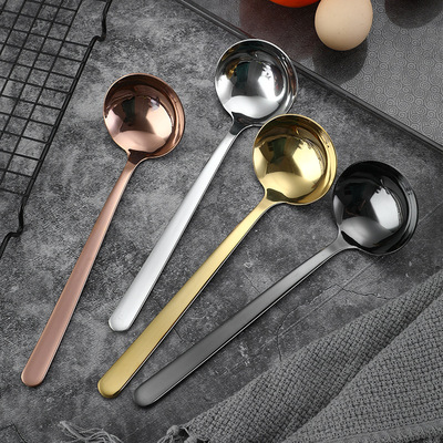 304不锈钢汤勺家用加深创意彩色火锅勺小号加厚厨房喝汤勺子