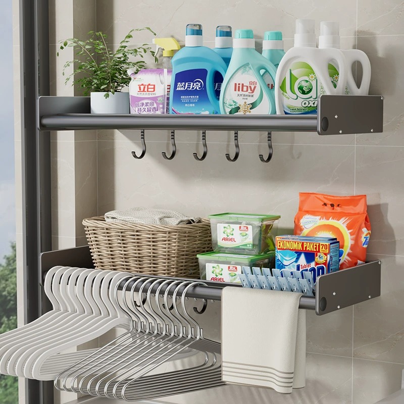 阳台洗衣池上方洗衣机置物架免打孔壁挂客厅卧室养花家用收纳架子