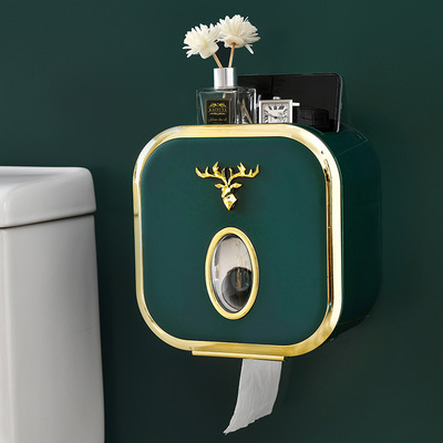 挂壁式免打孔卷筒抽取式纸巾收纳盒卫生间一次性洗脸巾盒纸巾盒