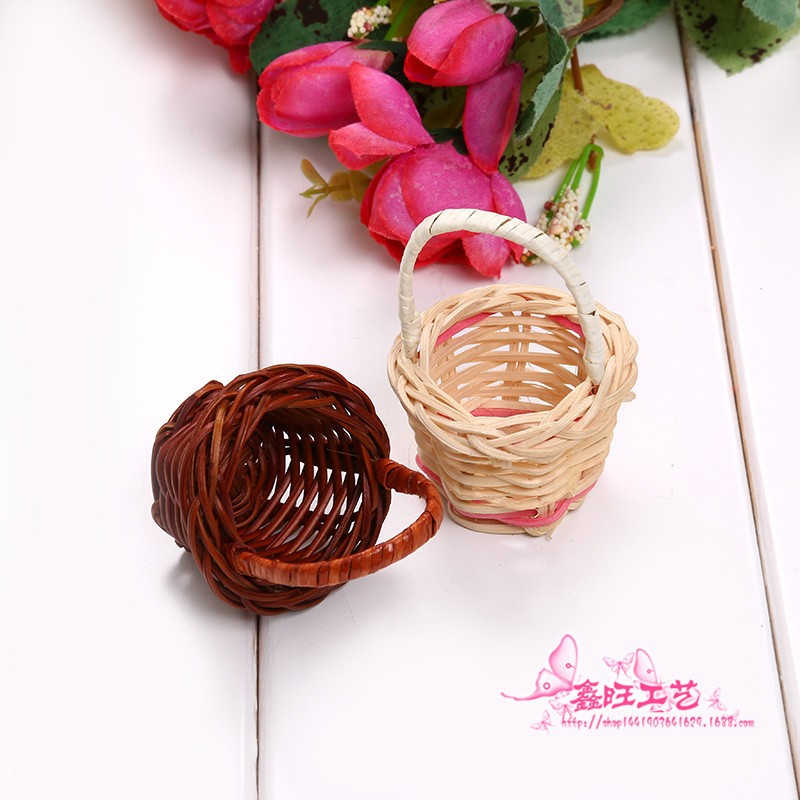 藤编手提篮田园风家具装饰摆件摄影道具小件杂物花篮提菜器塑料