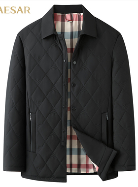 凯撒大帝2025秋季男士翻领纯色时尚百搭修身保暖上衣外套爸爸装J