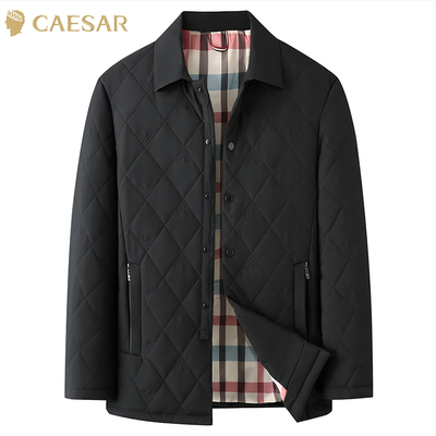 凯撒大帝2025秋季男士翻领纯色时尚百搭修身保暖上衣外套爸爸装J