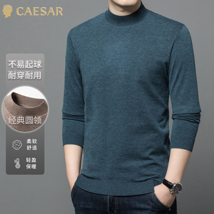 凯撒大帝2025年新款男士纯色休闲百搭时尚中老年圆领长袖针织衫J