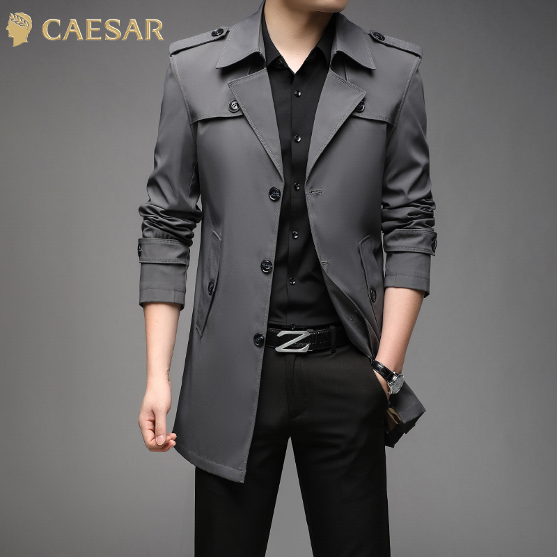 凯撒大帝2025秋季新款风衣时尚休闲百搭舒适纽扣翻领男士外套J